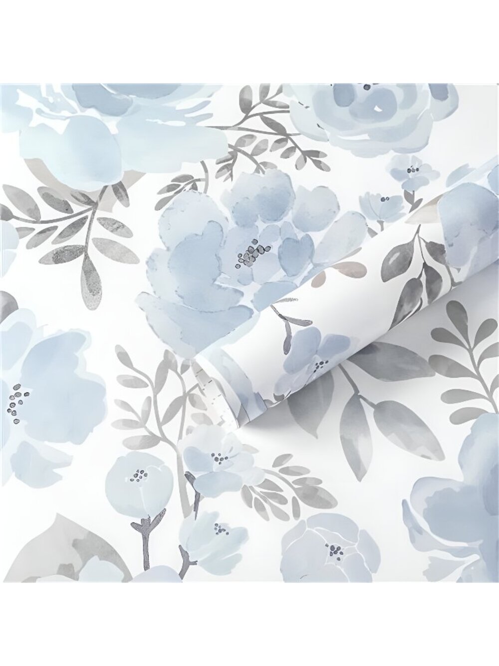 Peel and Stick Wallpaper Floral Blue Wall Paper Boho Watercolor Waterproof